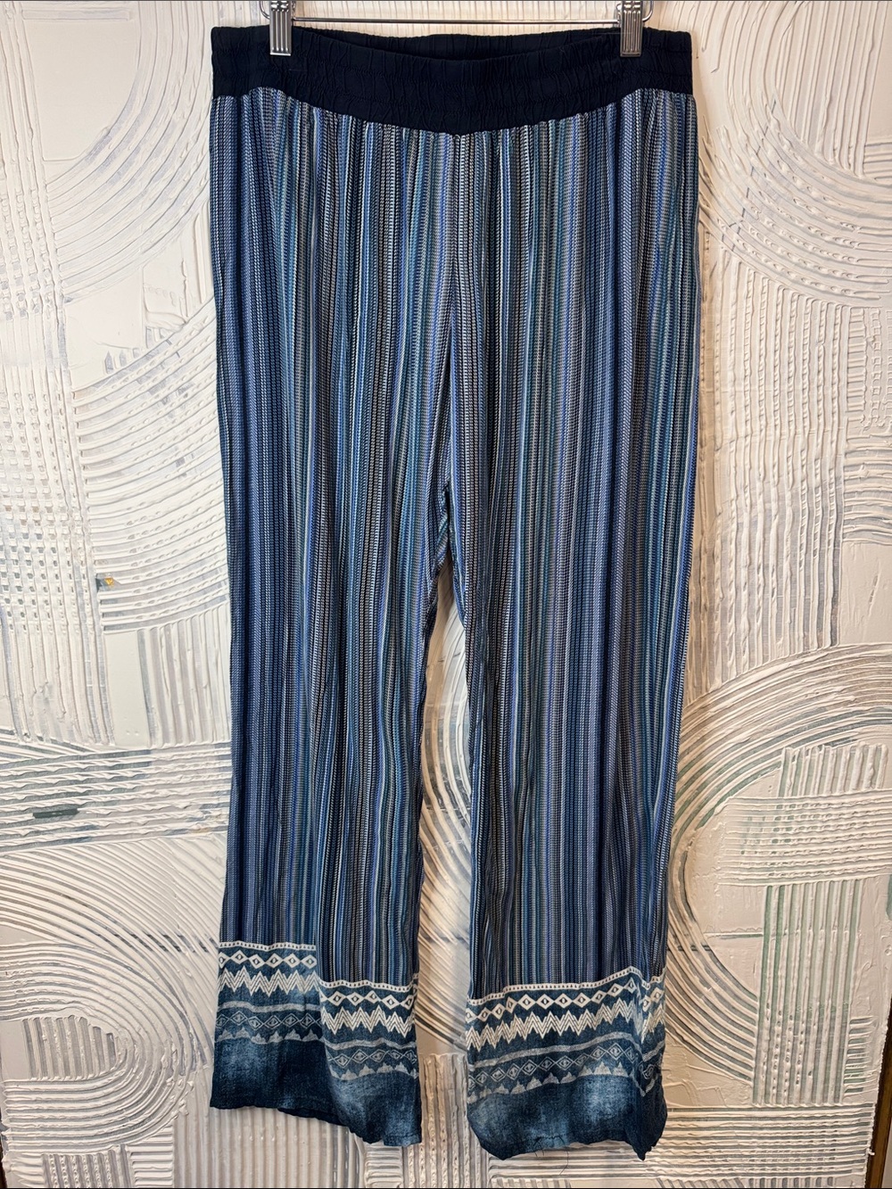 BeBop Blue Striped Track Pants with Patterned Hem. 0672